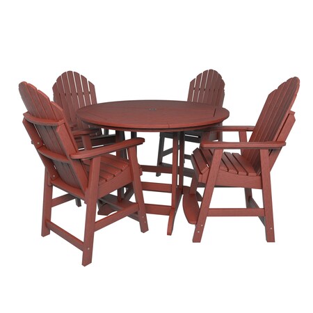 Highwood Usa Hamilton 5pc Round Counter Height Outdoor Patio Furniture Dining Set AD-CNA48-RED